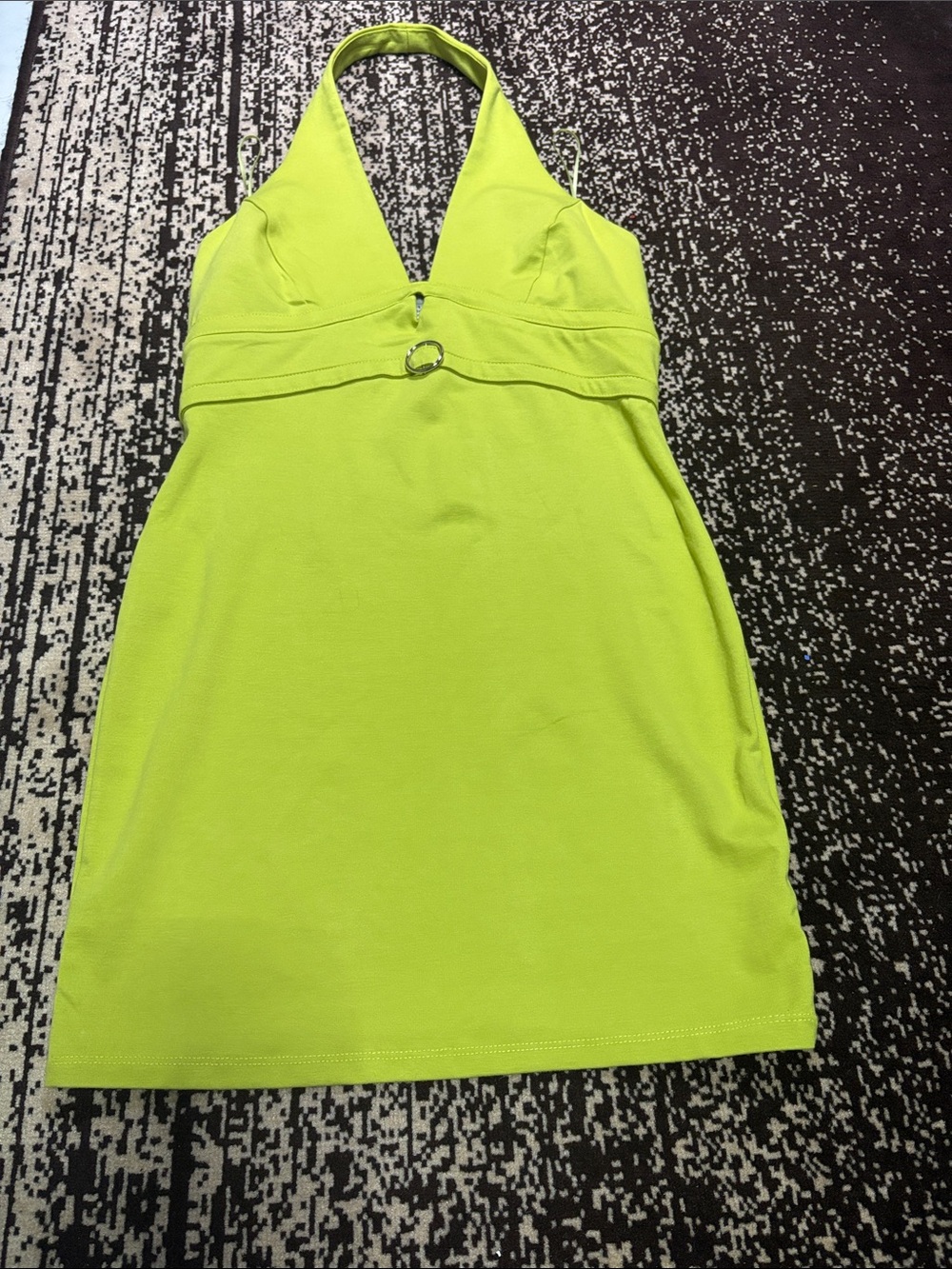 Neon Lime Halter Mini Dress
